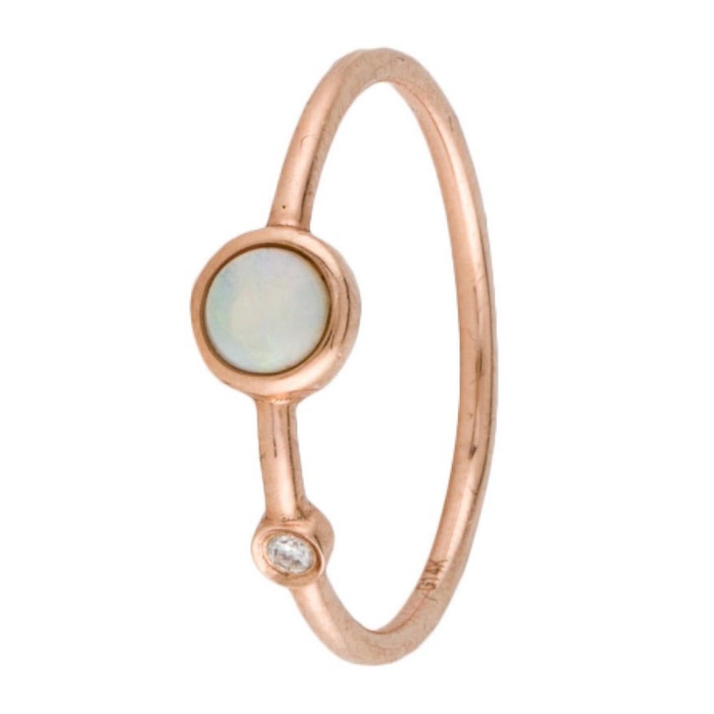 14K OPAL & DIAMOND ROSE GOLD RING - Picture 2 of 6
